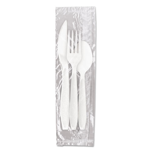 Reliance Mediumweight Cutlery Kit, Knife/Fork/Spoon, White, 500 Kits/Carton