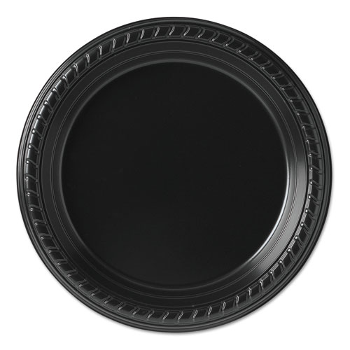 Party Plastic Plates, 7 1/4in, Black, 25/pack, 20 Packs/carton