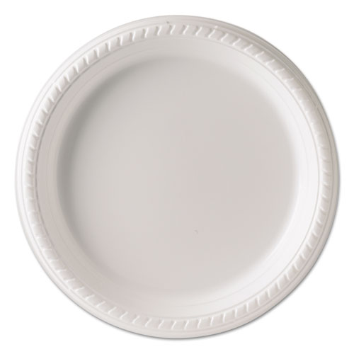 Plastic Plates, 9 Inches, White, Round, 25/pack, 20 Packs/carton