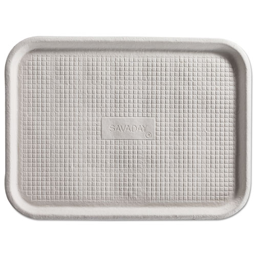 Savaday Molded Fiber Flat Food Tray, 1-Compartment, 16 x 12, White, 200/Carton