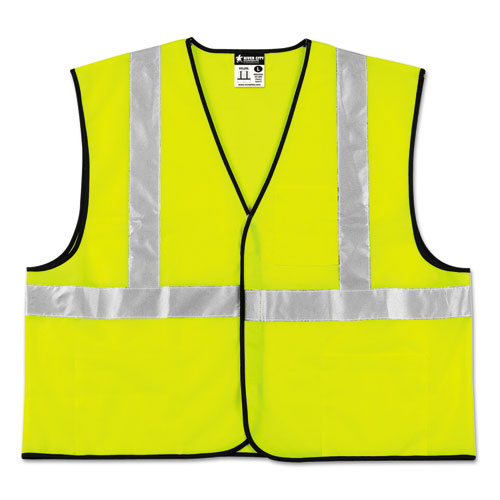 MCR™ Safety Class 2 Safety Vest, Lime Green w/Silver Stripe, Polyester, 3X-Large