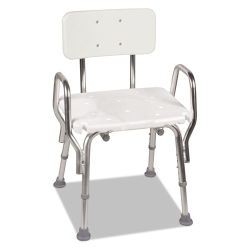 SHOWER CHAIR, 19" X 13" X 20", SUPPORTS UP TO 350 LBS., WHITE SEAT/WHITE BACK, SILVER BASE