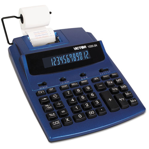 1225-3A Antimicrobial Two-Color Printing Calculator, Blue/Red Print, 3 Lines/Sec
