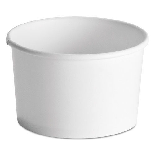 Squat Paper Food Container, Streetside Design, 8-10 oz, White, 50/Pack, 20/Carton