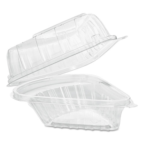 Dart® Showtime Clear Hinged Containers, Pie Wedge, 6.67 oz, 6.1 x 5.6 x 3, Clear, Plastic, 125/Pack, 2 Packs/Carton