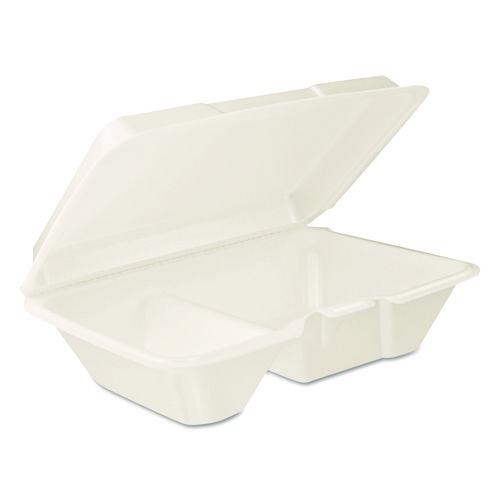 Foam Hinged Lid Containers, 6.4 x 9.33 x 2.9, White, 100/Bags, 2  Bags/Carton - mastersupplyonline