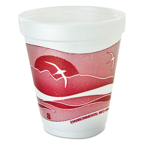 Horizon Flush Fill Foam Cup, Hot/cold, 8 Oz, Dark Red, 25/bag, 40 Bags/carton