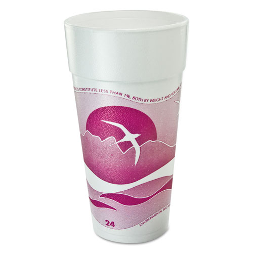 Horizon Flush Fill Foam Cup, Hot/cold, 24 Oz, Mauve, 20/bag, 25 Bags/carton