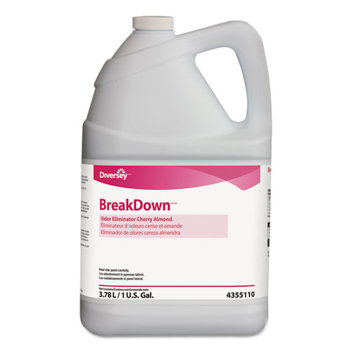 Breakdown Odor Eliminator, Cherry Almond Scent, Liquid, 1 gal Bottle, 4/Carton | by Plexsupply