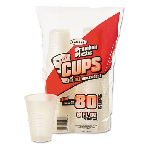 Plastic Cups, 9 Oz, Translucent, Cold, Clear, 80/bag, 12 Bags/carton