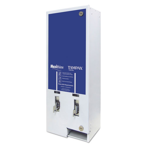 HOSPECO® Dual Sanitary Napkin/Tampon Dispenser, Free, 11.13 x 7.63 x 26.38, White/Blue