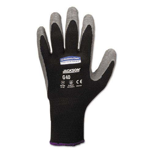 G40 Latex Coated Gloves, 270 mm Length, 11 X-Large, Poly/Cotton, Gray/Black, 12 Pairs/Pack