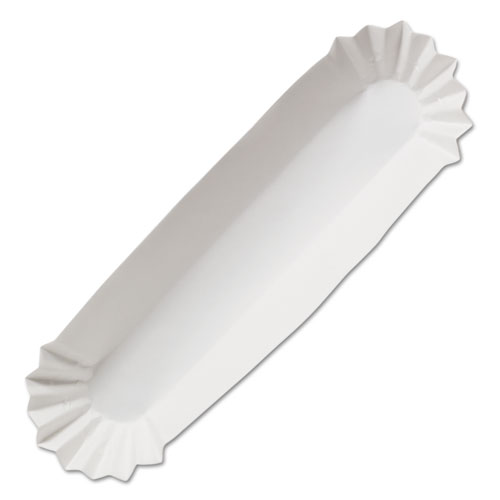 Fluted Hot Dog Trays, 10" X 1 5/8 X 1 1/4", White, 250/pack, 12/carton
