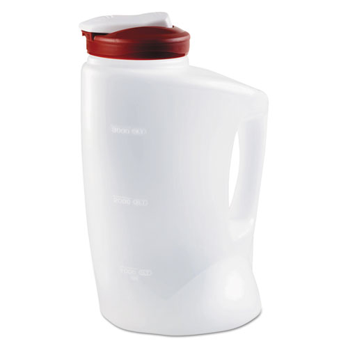 Mixermate Pitcher, 1gal, Clear/red, 4/carton
