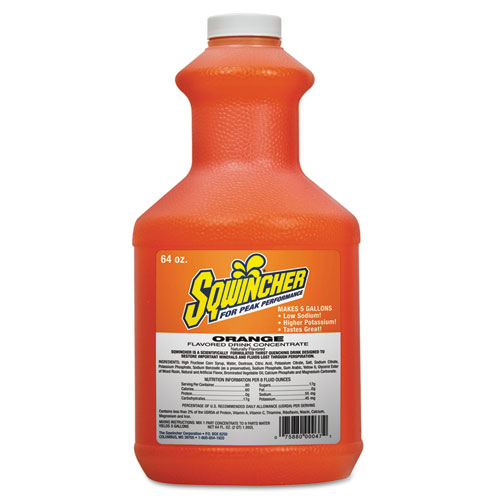 Liquid-Concentrate Activity Drink, Orange, 64oz Bottle, 6/carton