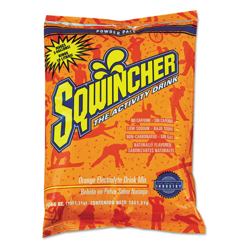 Sqwincher® Powder Pack Concentrated Activity Drink, Orange, 47.66 oz Packet, 16/Carton