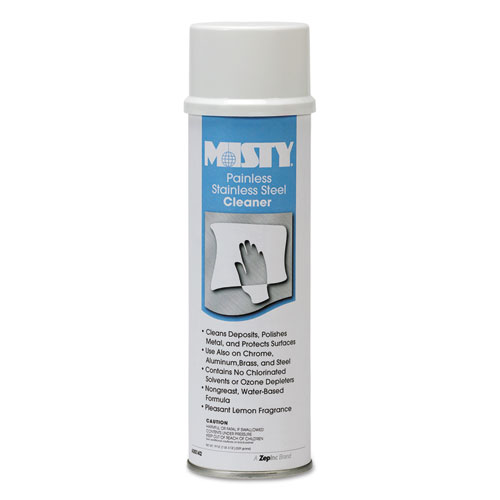 Misty® Water-Based Stainless Steel Cleaner, Lemon Scent, 18 oz Aerosol Spray, 12/Carton