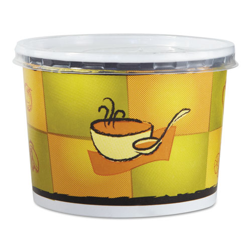 Chinet® Streetside Squat Paper Food Container With Lid, Streetside Design, 12 Oz, 250/Carton