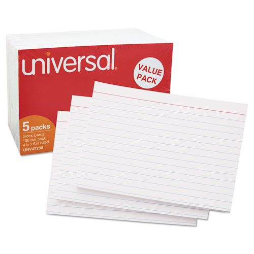 Image of Universal® Ruled Index Cards, 4 X 6, White, 500/Pack