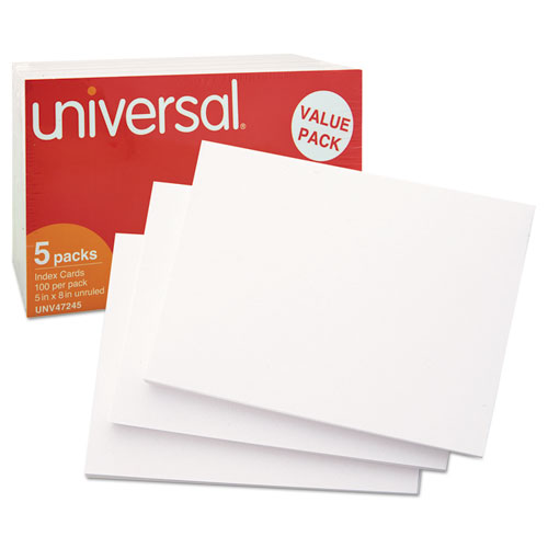 Image of Universal® Unruled Index Cards, 5 X 8, White, 500/Pack