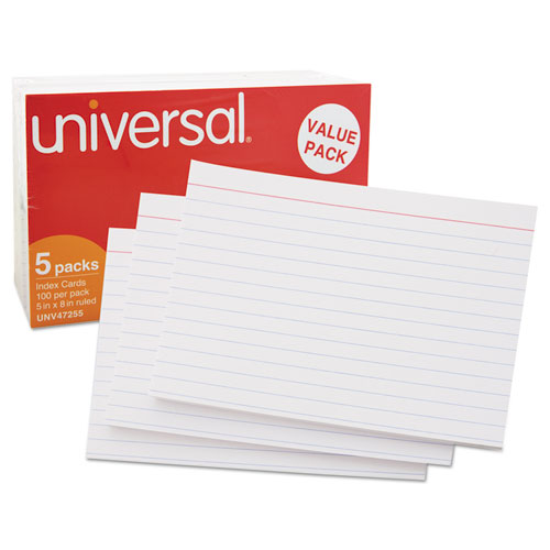 Universal Ruled Index Cards 3 x 5 White 100/Pack