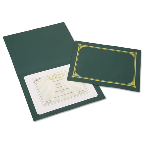 7510016272961 SKILCRAFT Gold Foil Document Cover, 12.5 x 9.75, Green, 6/Pack