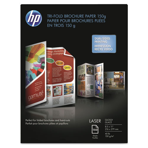 HP Tri-Fold Laser Brochure Paper, 97 Brightness, 40lb, 8-1/2 x 11, White, 150 /Pack