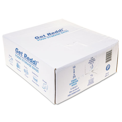 Image of Food Bags, 22 qt, 1.2 mil, 10" x 24", Clear, 500/Carton