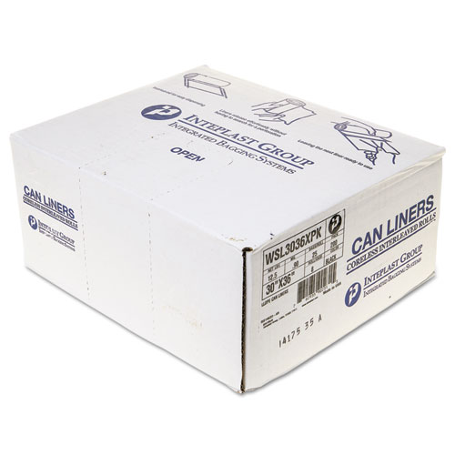 Inteplast Group Low-Density Commercial Can Liners, 30 gal, 0.9 mil, 30" x 36", Black, 25 Bags/Roll, 8 Rolls/Carton