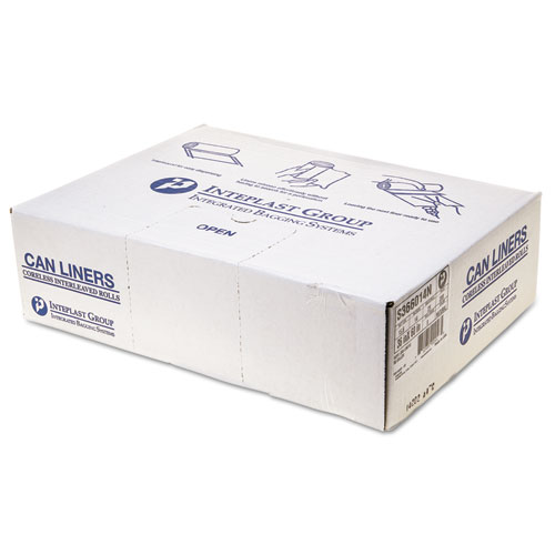 High-Density Interleaved Commercial Can Liners, 55 gal, 14 microns, 36" x 60", Clear, 200/Carton
