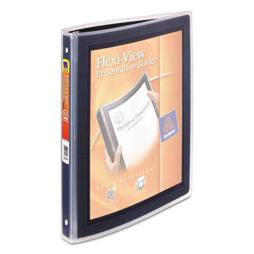 Flexi-View Binder with Round Rings, 3 Rings, 0.5" Capacity, 11 x 8.5, Black