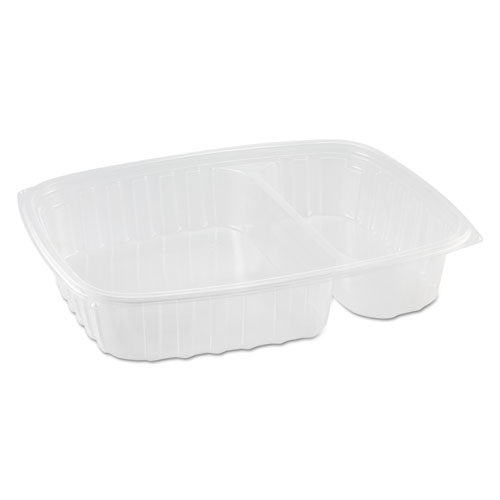 Dart® Staylock Clear Hinged Lid Containers, 3-Compartment, 8.6 X 9 X 3, Clear, Plastic, 100/Packs, 2 Packs/Carton