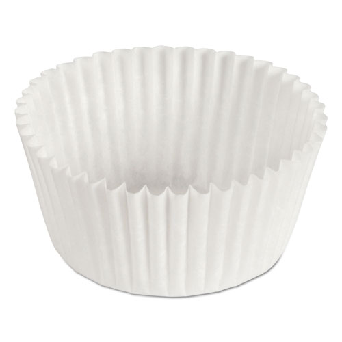 FLUTED BAKE CUPS, 1 OZ, 3.5 X 1.5 X 1, WHITE, 500/PACK, 20 PACK/CARTON