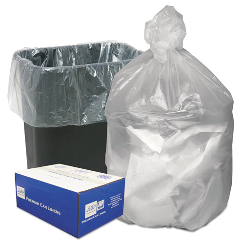 Ultra Plus® Can Liners, 16 gal, 8 microns, 24" x 33", Natural, 50 Bags/Roll, 20 Rolls/Carton