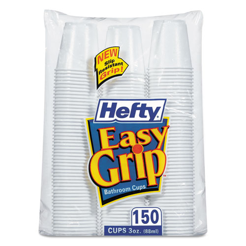 Easy Grip Disposable Plastic Bathroom Cups, 3oz, White, 150/Pack, 12 Pks/Carton