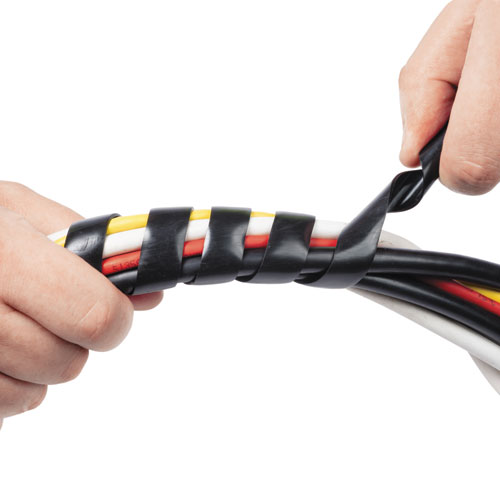 D-Line® Cable Tidy Wrap, 0.25" To 2" Diameter X 98" Long, Black