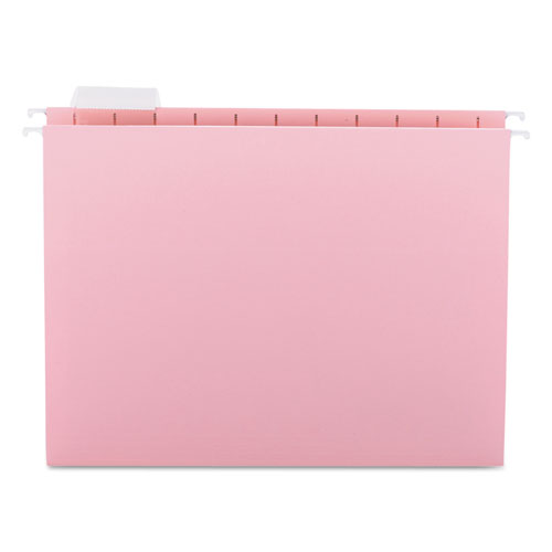 COLORED HANGING FILE FOLDERS, LETTER SIZE, 1/5-CUT TAB, PINK, 25/BOX