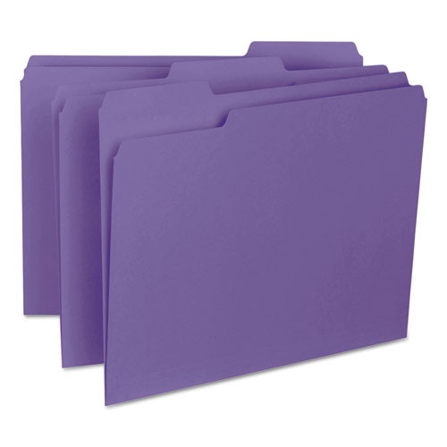 Interior File Folders, 1/3-Cut Tabs, Letter Size, Purple, 100/Box