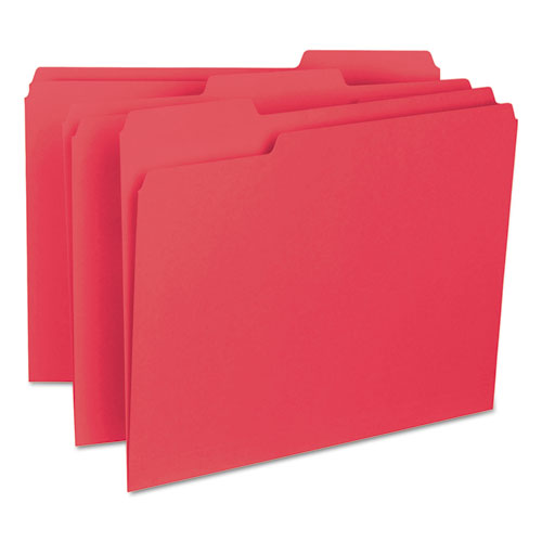 Image of Smead™ Interior File Folders, 1/3-Cut Tabs: Assorted, Letter Size, 0.75" Expansion, Red, 100/Box