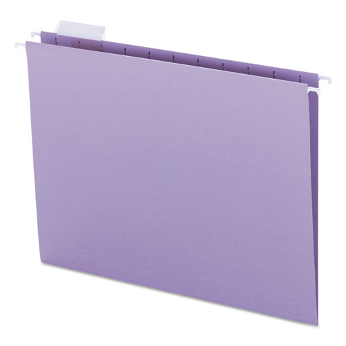 Colored Hanging File Folders, Letter Size, 1/5-Cut Tab, Lavender, 25/Box