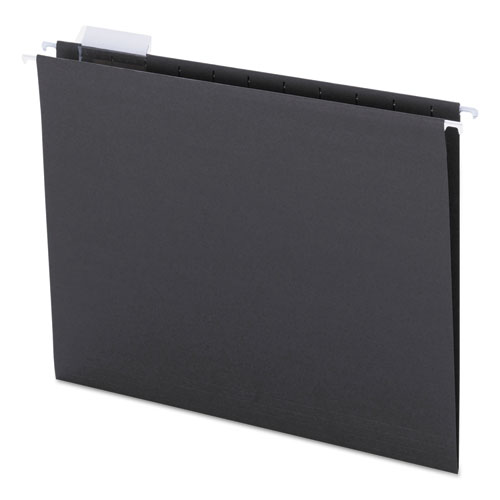 Colored Hanging File Folders, Letter Size, 1/5-Cut Tab, Black, 25/Box
