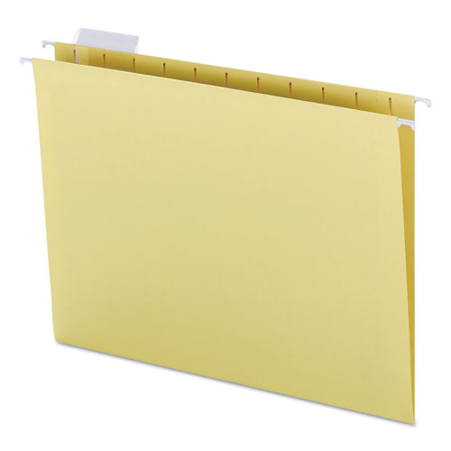 Colored Hanging File Folders, Letter Size, 1/5-Cut Tab, Yellow, 25/Box