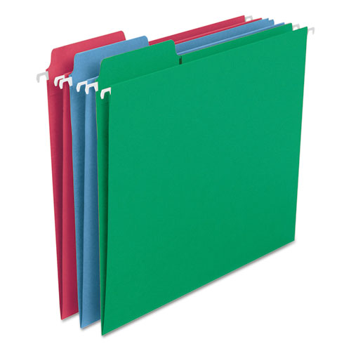 Image of Smead™ Fastab Hanging Folders, Letter Size, 1/3-Cut Tabs, Assorted Colors, 18/Box