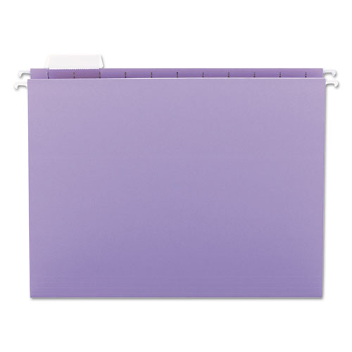COLORED HANGING FILE FOLDERS, LETTER SIZE, 1/5-CUT TAB, LAVENDER, 25/BOX