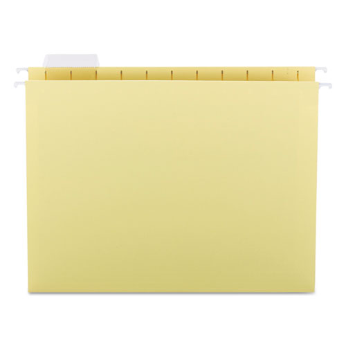 COLORED HANGING FILE FOLDERS, LETTER SIZE, 1/5-CUT TAB, YELLOW, 25/BOX