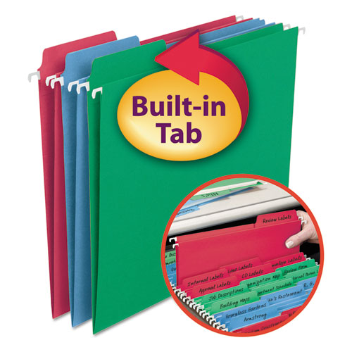 FasTab Hanging Folders, Letter Size, 1/3-Cut Tab, Assorted, 18/Box | by Plexsupply