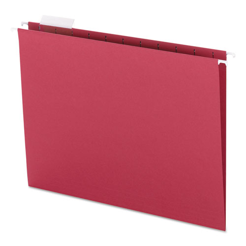 Colored Hanging File Folders, Letter Size, 1/5-Cut Tab, Red, 25/Box