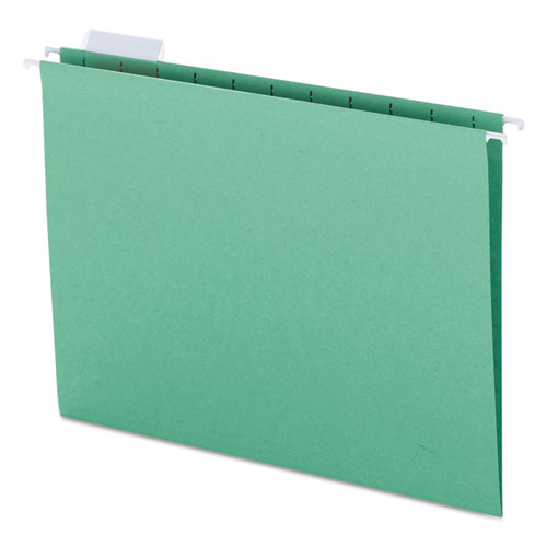 Colored Hanging File Folders, Letter Size, 1/5-Cut Tab, Green, 25/Box
