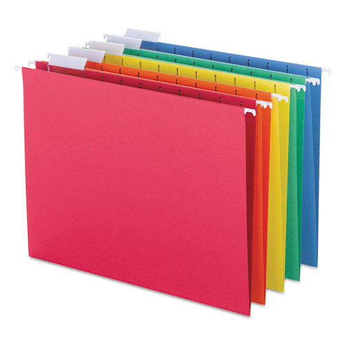 Colored Hanging File Folders, Letter Size, 1/5-Cut Tab, Assorted, 25/Box