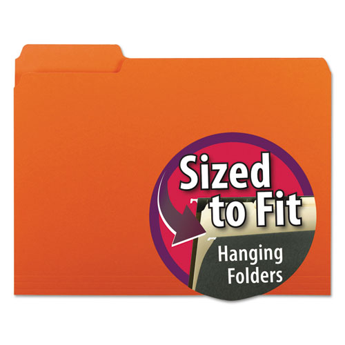 Image of Smead™ Interior File Folders, 1/3-Cut Tabs: Assorted, Letter Size, 0.75" Expansion, Orange, 100/Box